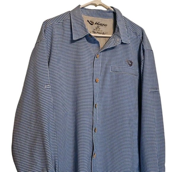 Mojo Shirt Mens XL Blue White Checked Button Up Fishing Outdoor Long Sleeve - Picture 4 of 14